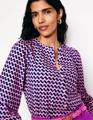 Discount Boden Marina Jersey-Hemd-Mondlicht-Mauve, Motiv Terrace Swirl Mondlicht-Mauve,MotivTerraceSwirl