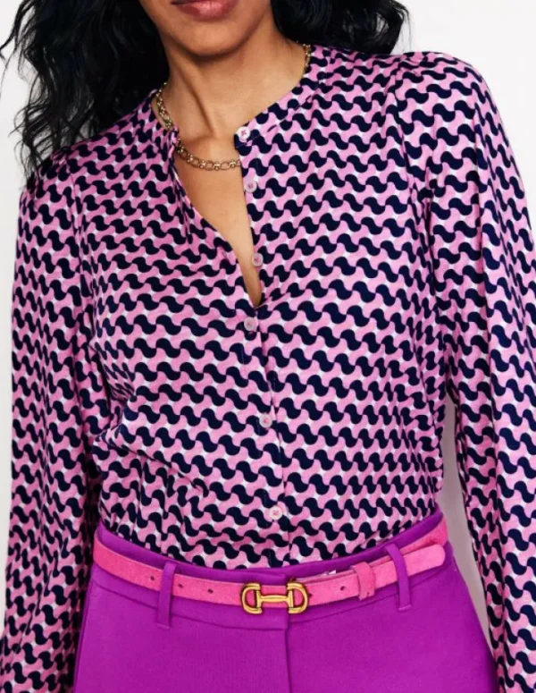 Discount Boden Marina Jersey-Hemd-Mondlicht-Mauve, Motiv Terrace Swirl Mondlicht-Mauve,MotivTerraceSwirl