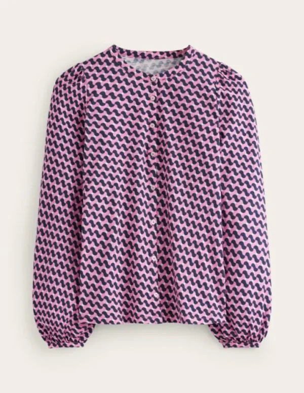 Discount Boden Marina Jersey-Hemd-Mondlicht-Mauve, Motiv Terrace Swirl Mondlicht-Mauve,MotivTerraceSwirl