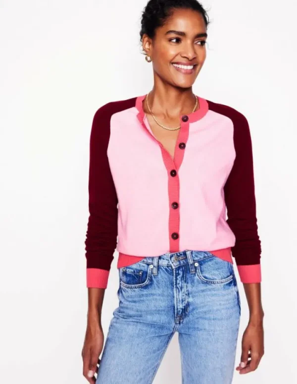 Best Sale Boden Meg Cardigan mit Sattelärmeln-Sanftrosa, Blockfarben Sanftrosa,Blockfarben