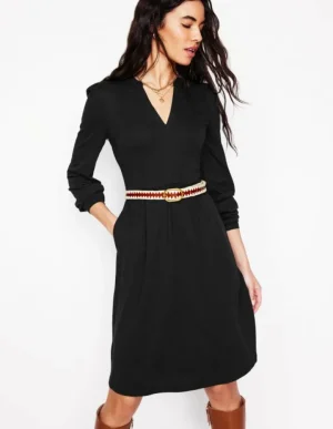 New Boden Naomi Lockeres Jersey-Kleid- Schwarz