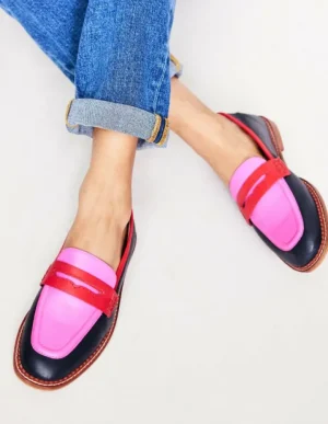 Fashion Boden Nya Strukturierte Pennyloafer-Marineblau/Rosa Turmalingrün Marineblau/RosaTurmalingrün