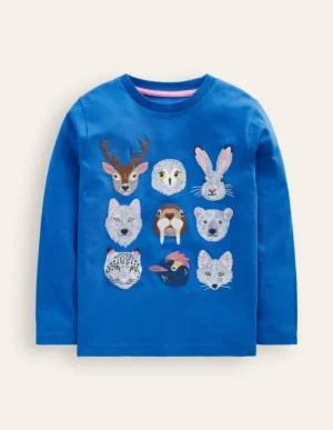 Outlet Boden Originelles Superstitch-T-Shirt mit Gittermotiv-Griechisches Blau Tiere der Arktis GriechischesBlauTierederArktis