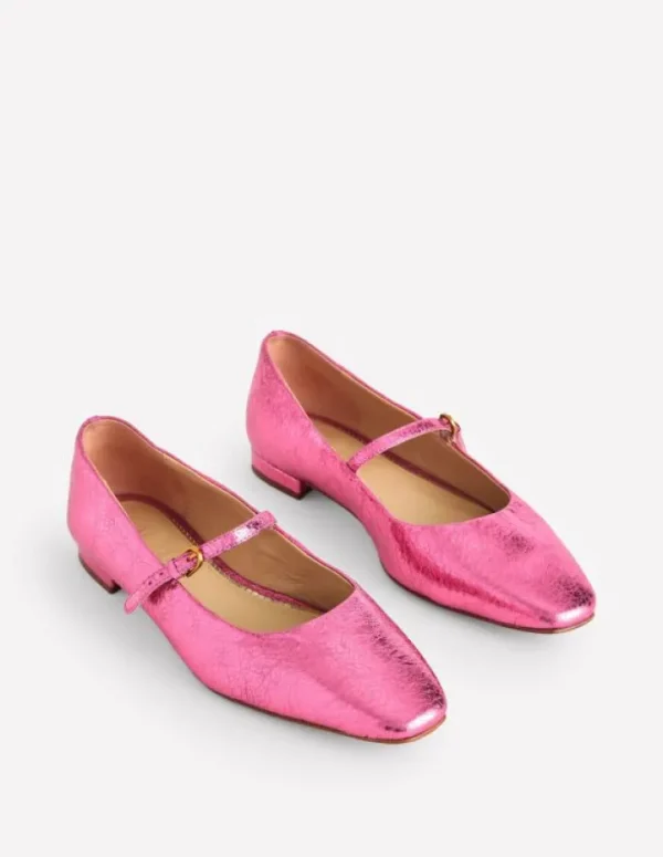 Best Boden Penelope Flache Mary Janes-Rosa Pfau Metallic-Leder RosaPfauMetallic-Leder