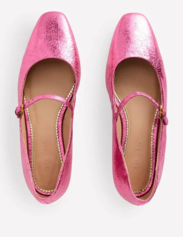 Best Boden Penelope Flache Mary Janes-Rosa Pfau Metallic-Leder RosaPfauMetallic-Leder