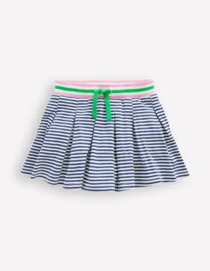 New Boden Plissierter Jersey-Skort-Steuerbordblau Naturweiß Streifen SteuerbordblauNaturweißStreifen