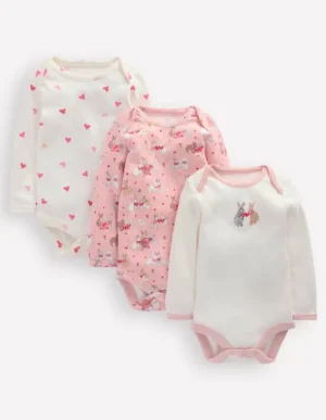 Discount Boden Pointelle-Bodys im 3er-Pack-Rosa Liebeshasen RosaLiebeshasen