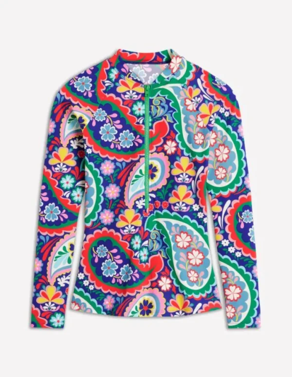 Clearance Boden Raglan-Badeshirt mit Sonnenschutz-Bunt, Wiesen-Paisley Bunt,Wiesen-Paisley