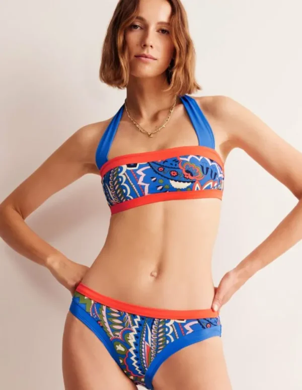 Hot Boden Santorini Bikinihose-Blau, Blätter Paisley Blau,BlätterPaisley