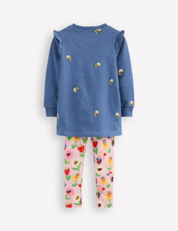 Fashion Boden Set aus Sweat-Tunika und Leggings-Blau Meliert Bienen BlauMeliertBienen