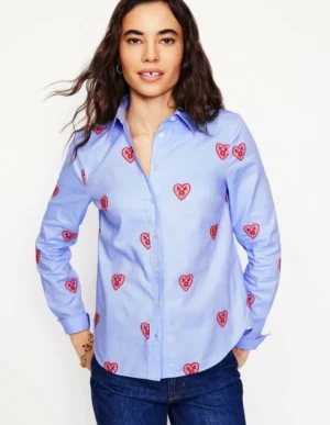 Best Boden Sienna Hemd mit Stickerei-Oxford-Blau, Herzen Oxford-Blau,Herzen