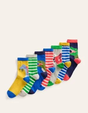 Outlet Boden Socken im 7er-Pack-Bunt, Dinosaurier Bunt,Dinosaurier