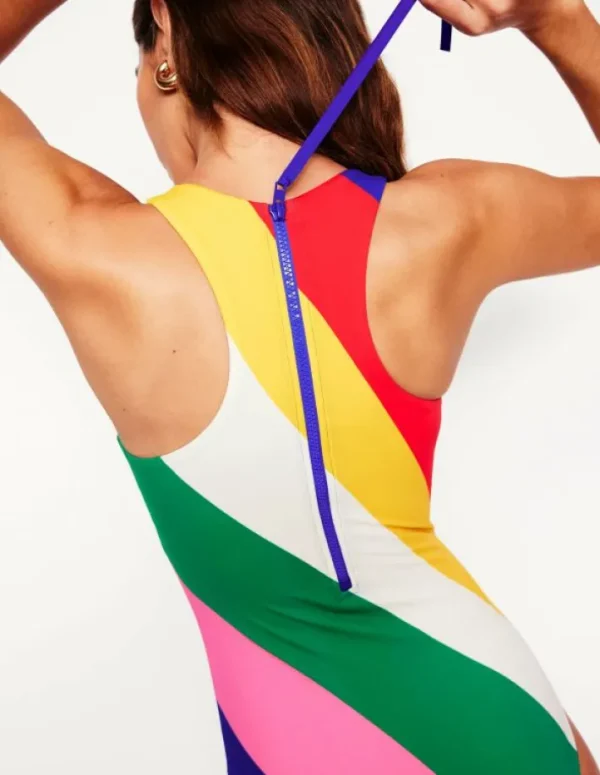 Clearance Boden Sportlicher Badeanzug mit Reißverschluss hinten-Bunt, Regenbogendesign Bunt,Regenbogendesign