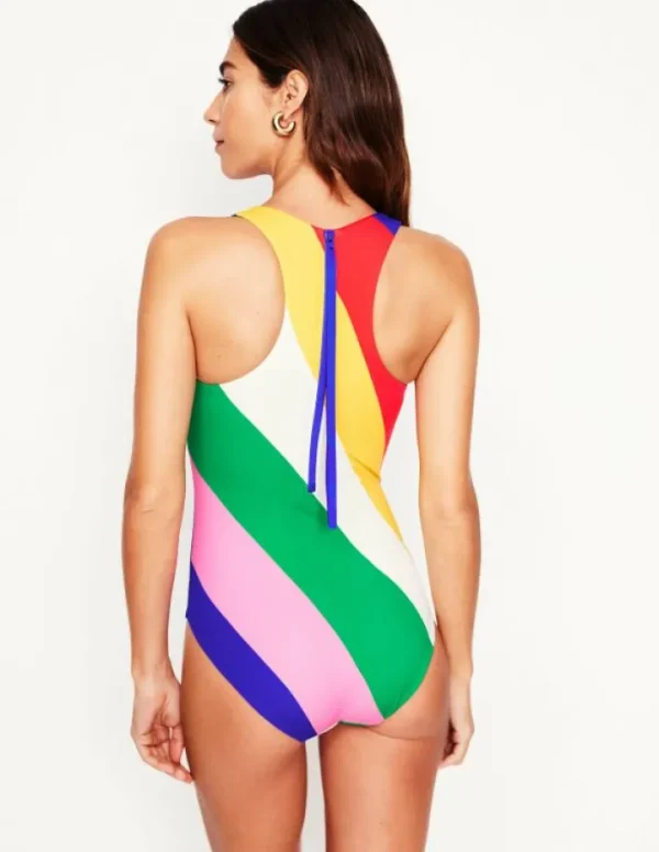 Clearance Boden Sportlicher Badeanzug mit Reißverschluss hinten-Bunt, Regenbogendesign Bunt,Regenbogendesign