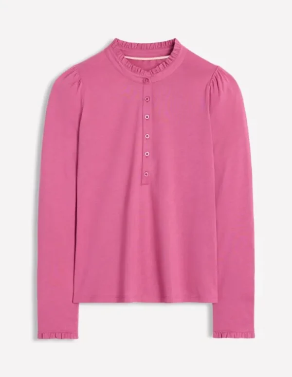 Cheap Boden Superweiches Henley-Oberteil mit Rüschen-Violette Zwetschge VioletteZwetschge