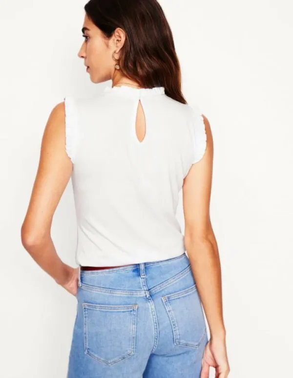 Flash Sale Boden Superweiches Top mit Rüschendetail- Weiß