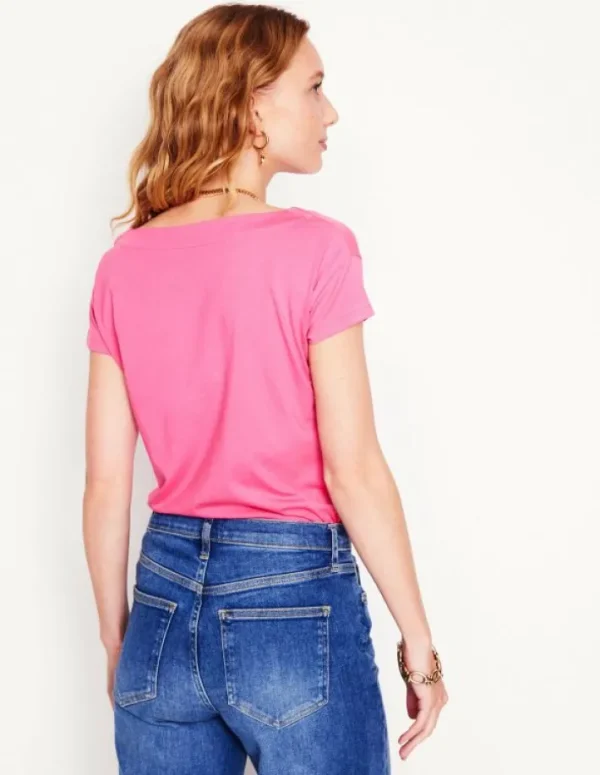 Discount Boden Superweiches T-Shirt mit U-Boot-Ausschnitt- Rosa