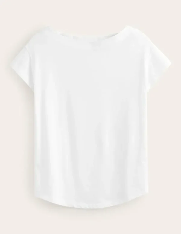 Fashion Boden Superweiches T-Shirt mit U-Boot-Ausschnitt- Weiß