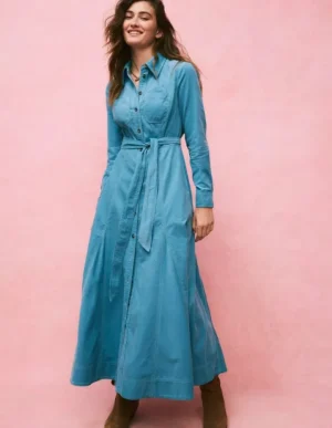 Best Sale Boden Tess Midi-Hemdblusenkleid aus Cord- Enteneiblau