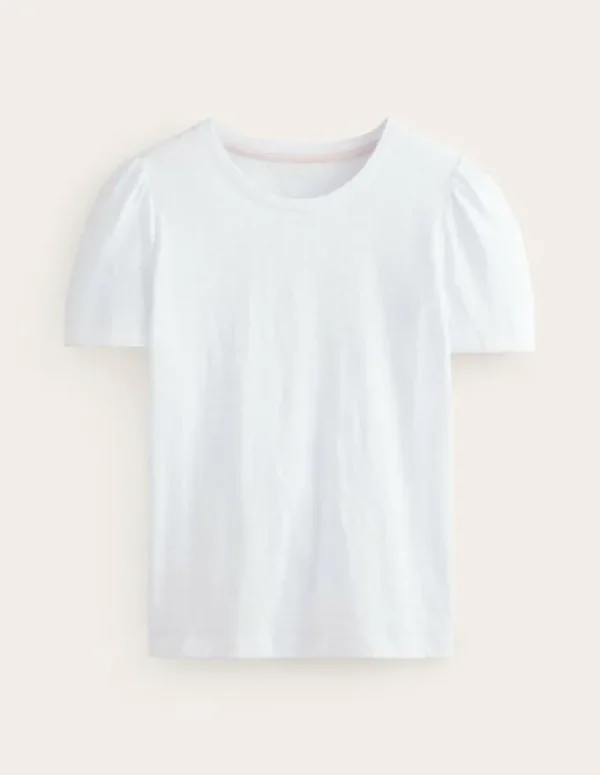 Clearance Boden T-Shirt aus Baumwolle mit Puffärmeln- Weiß