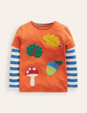 Cheap Boden T-Shirt mit Applikation im Lagenlook- Herbst-Ahorn-Orange