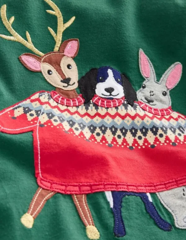 New Boden T-Shirt mit Applikation im Lagenlook-Schmucksteingrün Festliche Tiere SchmucksteingrünFestlicheTiere