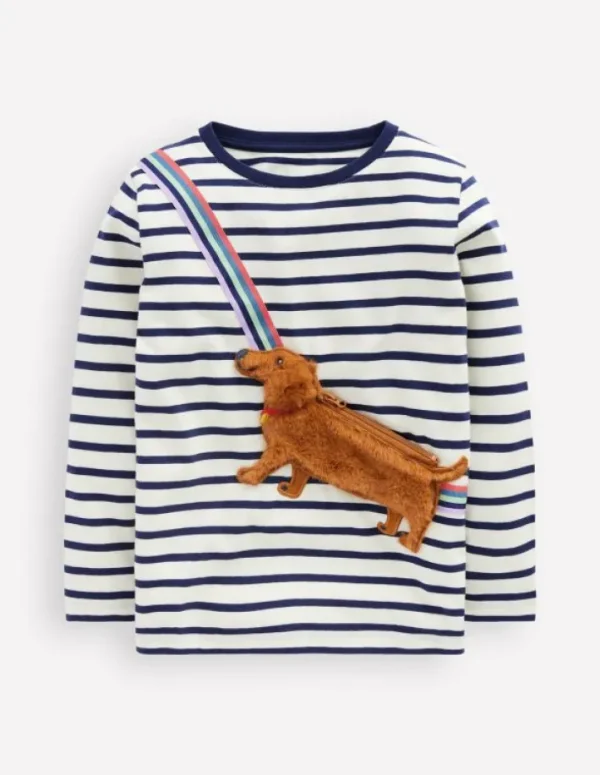 Shop Boden T-Shirt mit originellem Taschenaufdruck-Steuerbordblau/Naturweiß Hund Steuerbordblau/NaturweißHund