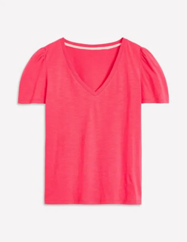 Discount Boden T-Shirt mit V-Ausschnitt- Kamelienrosa